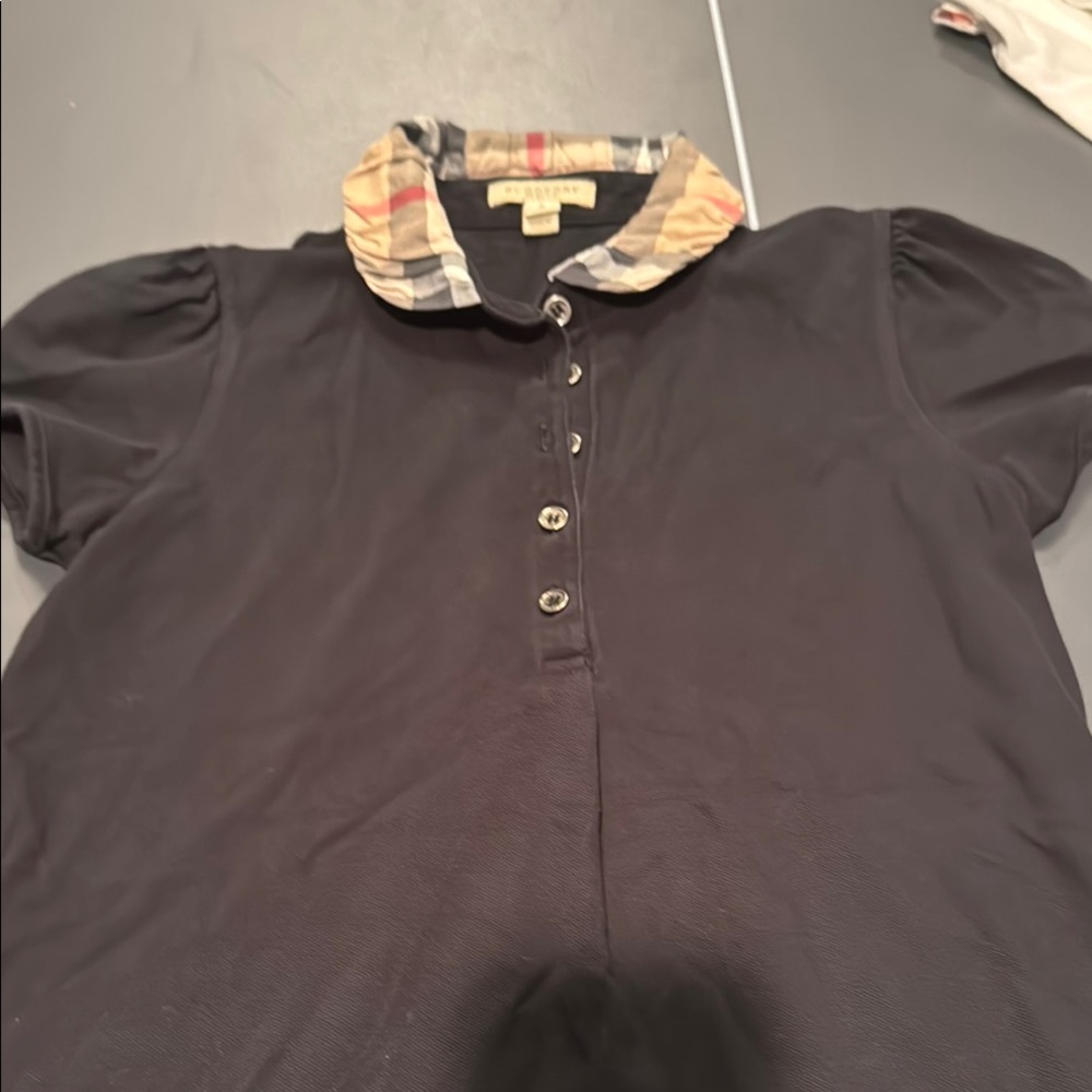 Burberry Black Top with Checkered Collar